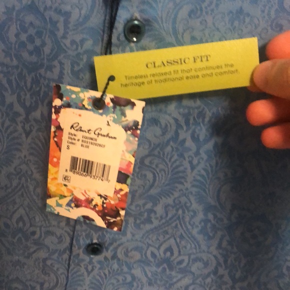 Mens NWT Robert Graham Short Sleeve Button Up Shirt (Size Small) - Picture 7 of 8